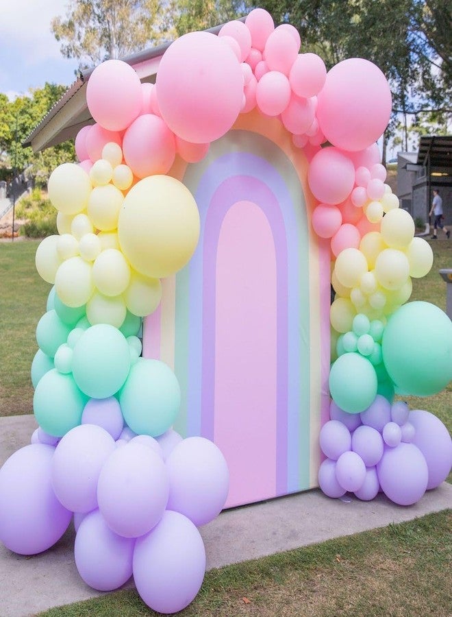 Flyloons Purple Green Yellow Pink Pastel Balloons Pack of 100 for birthday decoration items also suitable Baby Shower, Anniversary, Wedding, Celebration, Party - Image 1